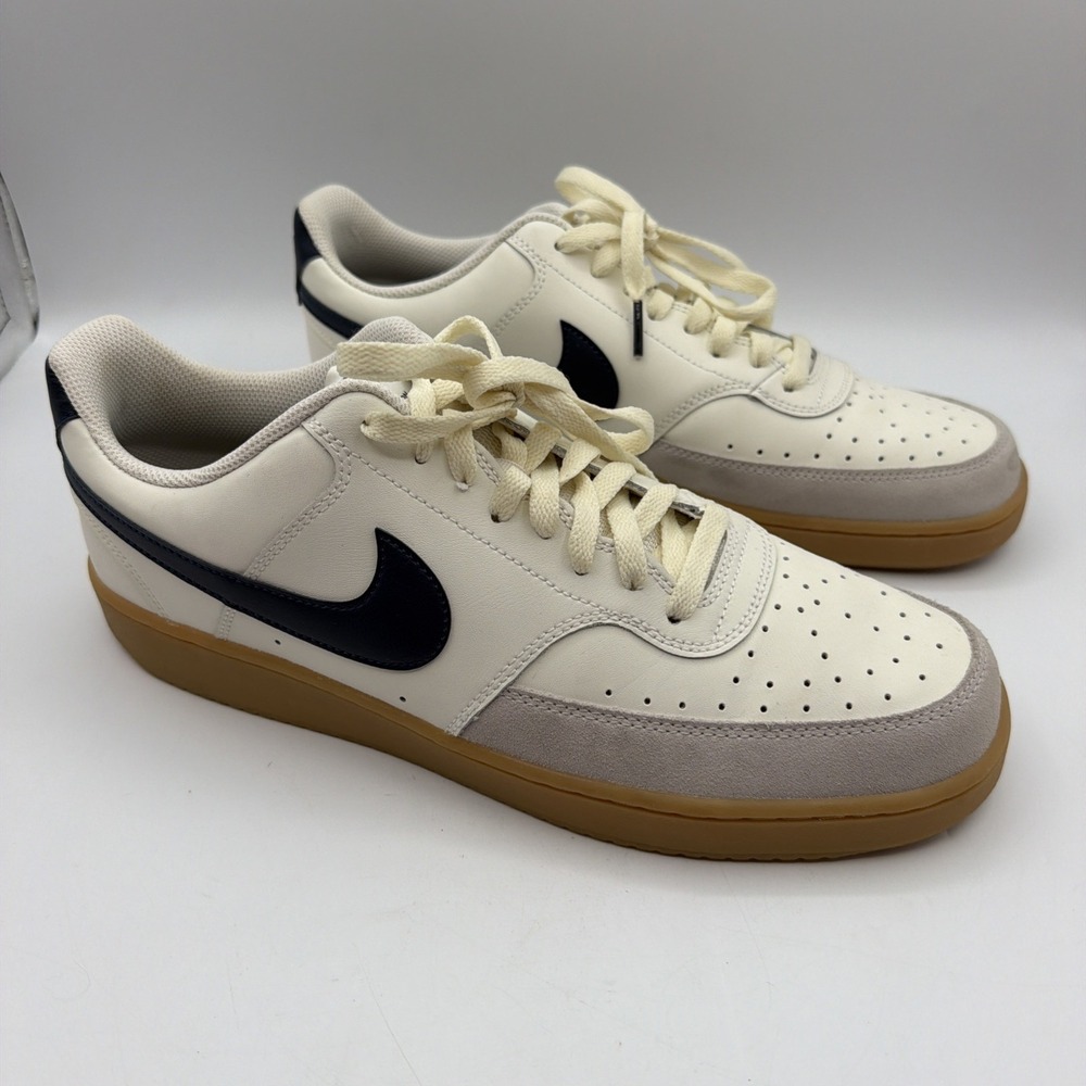 Nike Court Vision Low Sail Midnight Navy 12 Leather Low Top Sneakers HF1068-133
